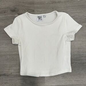 Princess Polly White Ribbed Crop Top
